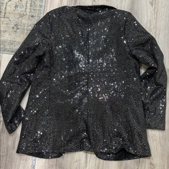 WD.NY Black Sequin Blazer size Large holiday part new years eve - Picture 7 of 7